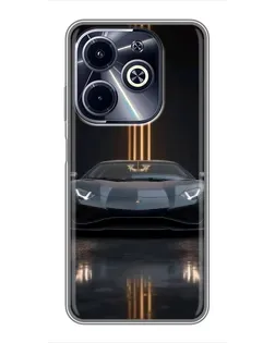 Чехол для Infinix Hot 40i с картинкой «Lamborghini золотые линии»