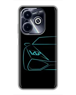 Чохол для Infinix Hot 40i з картинкою «Блакитний силует Lamborghini» Чохол для Infinix Hot 40i з картинкою «Блакитний силует Lamborghini»