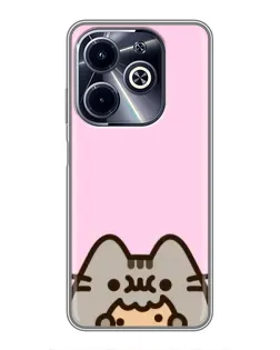 Чехол для Infinix Hot 40i с картинкой «Pusheen и печенье»