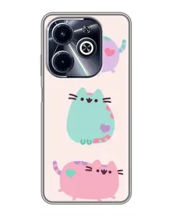 Чехол для Infinix Hot 40i с картинкой «Pusheen трио»