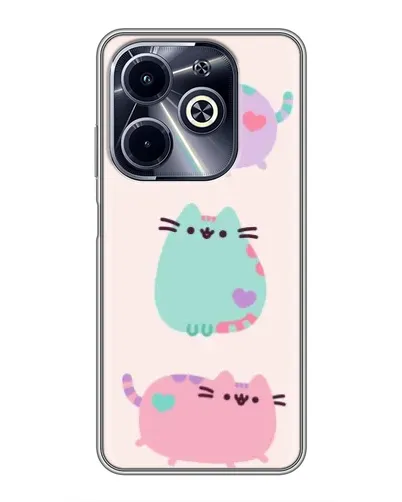 Чехол для Infinix Hot 40i с картинкой «Pusheen трио»