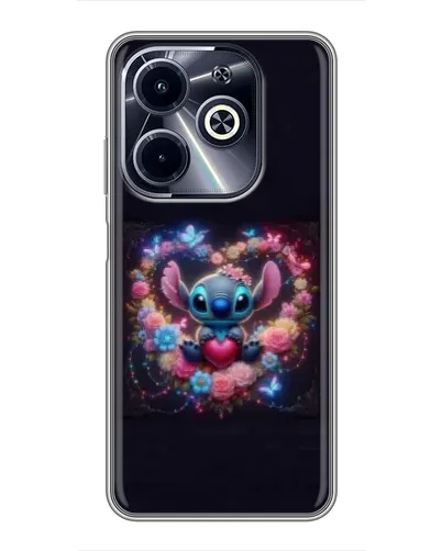 Чехол для Infinix Hot 40i с картинкой «Stitch в цветах»