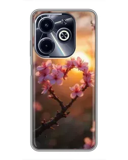 Чохол для Infinix Hot 40i з картинкою «Рожевий цвіт сердечко на тлі заходу» Чохол для Infinix Hot 40i з картинкою «Рожевий цвіт сердечко на тлі заходу»