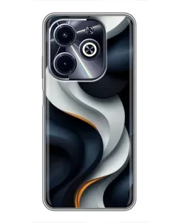 Чехол для Infinix Hot 40i с картинкой «Объемные черно-белые ленты»