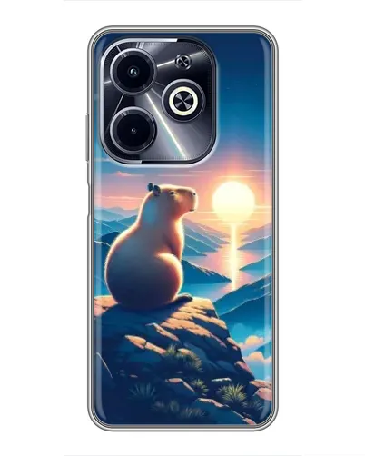 Чохол для Infinix Hot 40i з картинкою «Захід сонця з капібарою»