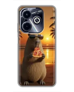 Чохол для Infinix Hot 40i з картинкою «Капібара з піцою» Чохол для Infinix Hot 40i з картинкою «Капібара з піцою»