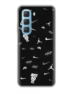 Чехол для Infinix Hot 50 5G с картинкой «Nike Black Pattern»