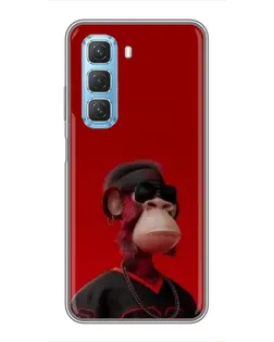 Чехол для Infinix Hot 50 5G с картинкой «Bored Ape в красном»