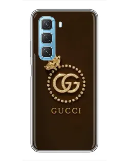 Чехол для Infinix Hot 50 5G с картинкой «Gucci — золотая бабочка»
