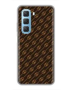 Чехол для Infinix Hot 50 5G с картинкой «Gucci — золотые диагонали»