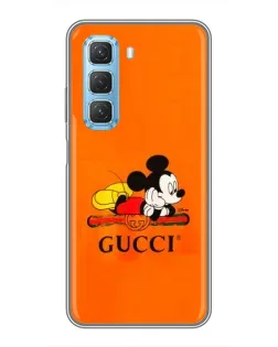 Чехол для Infinix Hot 50 5G с картинкой «Микки Маус Gucci — оранж»