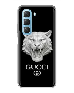 Чехол для Infinix Hot 50 5G с картинкой «Gucci — серебряный лев»