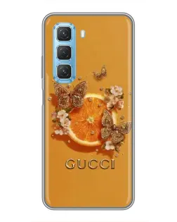 Чехол для Infinix Hot 50 5G с картинкой «Gucci — золотые бабочки»