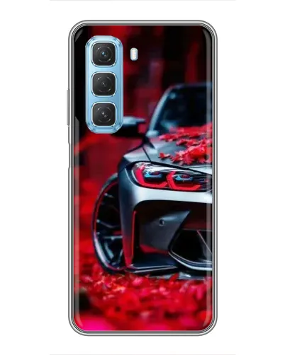 Чехол для Infinix Hot 50 5G с картинкой «Спортивная BMW и цветы»