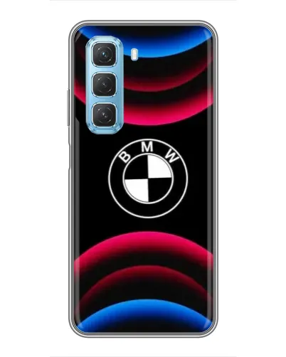 Чехол для Infinix Hot 50 5G с картинкой «Логотип BMW и неоновые дуги»