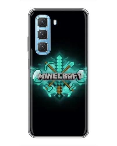 Чехол для Infinix Hot 50 5G с картинкой «Minecraft Diamond лого»