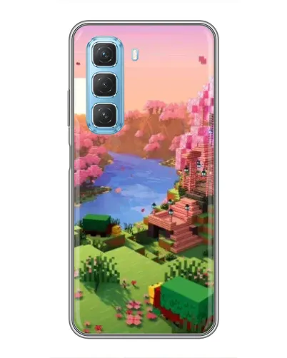 Чехол для Infinix Hot 50 5G с картинкой «Розовое дерево Minecraft»