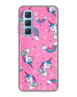 Чехол для Infinix Hot 50 5G с картинкой «Unicorn паттерн розовый»