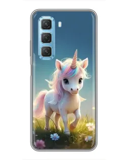 Чехол для Infinix Hot 50 5G с картинкой «Единорог на поляне»