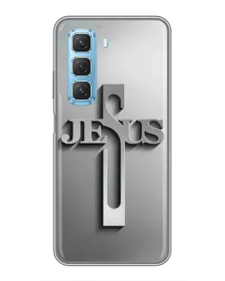 Чехол для Infinix Hot 50 5G с картинкой «Металлический крест Jesus»