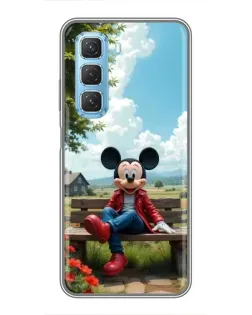 Чехол для Infinix Hot 50 5G с картинкой «Микки на скамейке»
