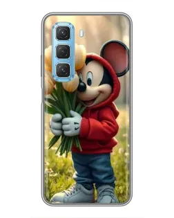Чехол для Infinix Hot 50 5G с картинкой «Микки с тюльпанами»