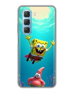 Чехол для Infinix Hot 50 5G с картинкой «Спанч Боб под водой»