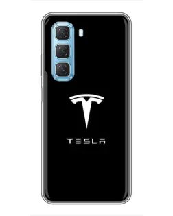 Чехол для Infinix Hot 50 5G с картинкой «Tesla White Logo»