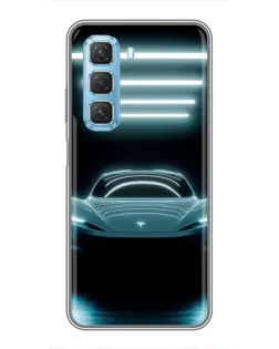Чехол для Infinix Hot 50 5G с картинкой «Tesla в неоне»