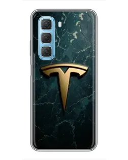 Чехол для Infinix Hot 50 5G с картинкой «Мраморная Tesla Gold»