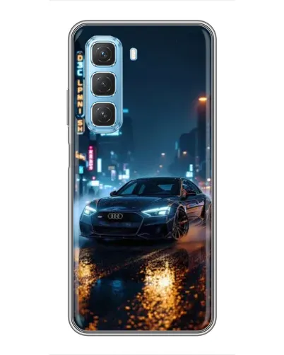 Чехол для Infinix Hot 50 5G с картинкой «Ночной город и Audi»