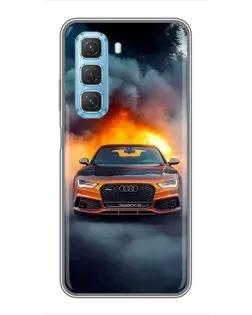 Чехол для Infinix Hot 50 5G с картинкой «Audi в огненном дыму» Чехол для Infinix Hot 50 5G с картинкой «Audi в огненном дыму»