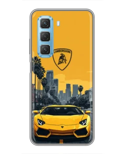 Чехол для Infinix Hot 50 5G с картинкой «Желтый Lamborghini город»