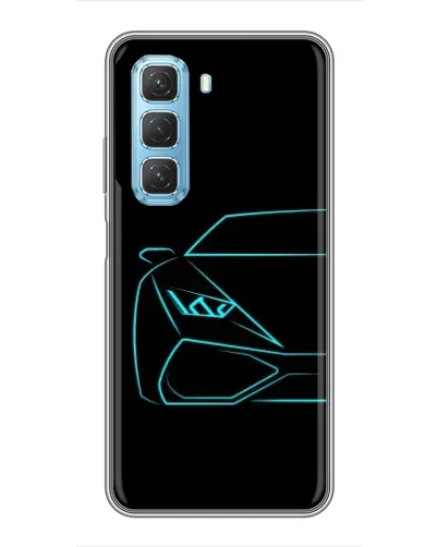 Чехол для Infinix Hot 50 5G с картинкой «Голубой силуэт Lamborghini»