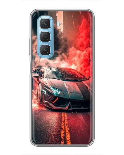 Чехол для Infinix Hot 50 5G с картинкой «Lamborghini красный дым»