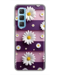 Чехол для Infinix Hot 50 5G с картинкой «Ромашки на фиолетовом»