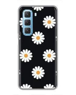 Чехол для Infinix Hot 50 5G с картинкой «Ромашки на черном»