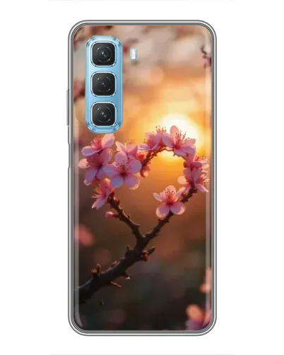 Чехол для Infinix Hot 50 5G с картинкой «Розовый цвет сердце на фоне заката» Чехол для Infinix Hot 50 5G с картинкой «Розовый цвет сердце на фоне заката»