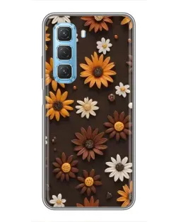 Чехол для Infinix Hot 50 5G с картинкой «Узор из маленьких подсолнухов»