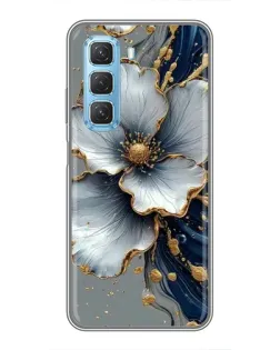 Чехол для Infinix Hot 50 5G с картинкой «Белый цветок и золотой флюид»