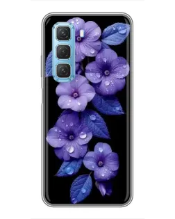Чехол для Infinix Hot 50 5G с картинкой «Фиолетовые цветы с росою»