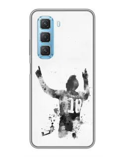 Чехол для Infinix Hot 50 5G с картинкой «Черно-белый силуэт Месси»