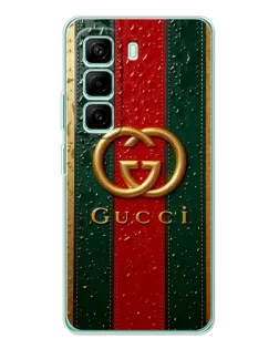 Чехол для Infinix Hot 50 Pro Plus с картинкой «Gucci — фирменная полоса и золото»