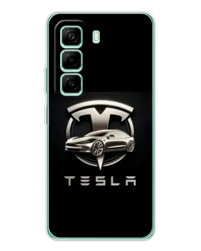 Чехол для Infinix Hot 50 Pro Plus с картинкой «Tesla — серебристое авто»