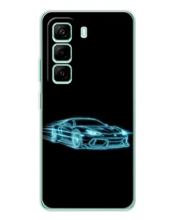 Чехол для Infinix Hot 50 Pro Plus с картинкой «Неоновый контур Lamborghini»