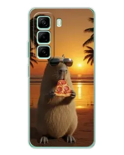 Чехол для Infinix Hot 50 Pro Plus с картинкой «Капибара с пиццей»