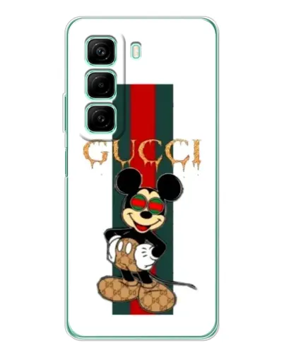 Чехол для Infinix Hot 50 Pro с картинкой «Микки Маус Gucci — полосы»