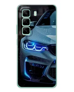 Чехол для Infinix Hot 50 Pro с картинкой «Взгляд BMW с синими фарами»