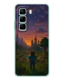 Чехол для Infinix Hot 50 Pro с картинкой «Стив у башни»
