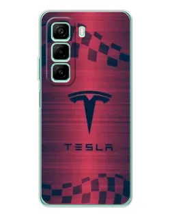 Чехол для Infinix Hot 50 Pro с картинкой «Тесла красный карбон»